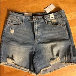 Judy Blue Faded Blue Distressed Denim Shorts